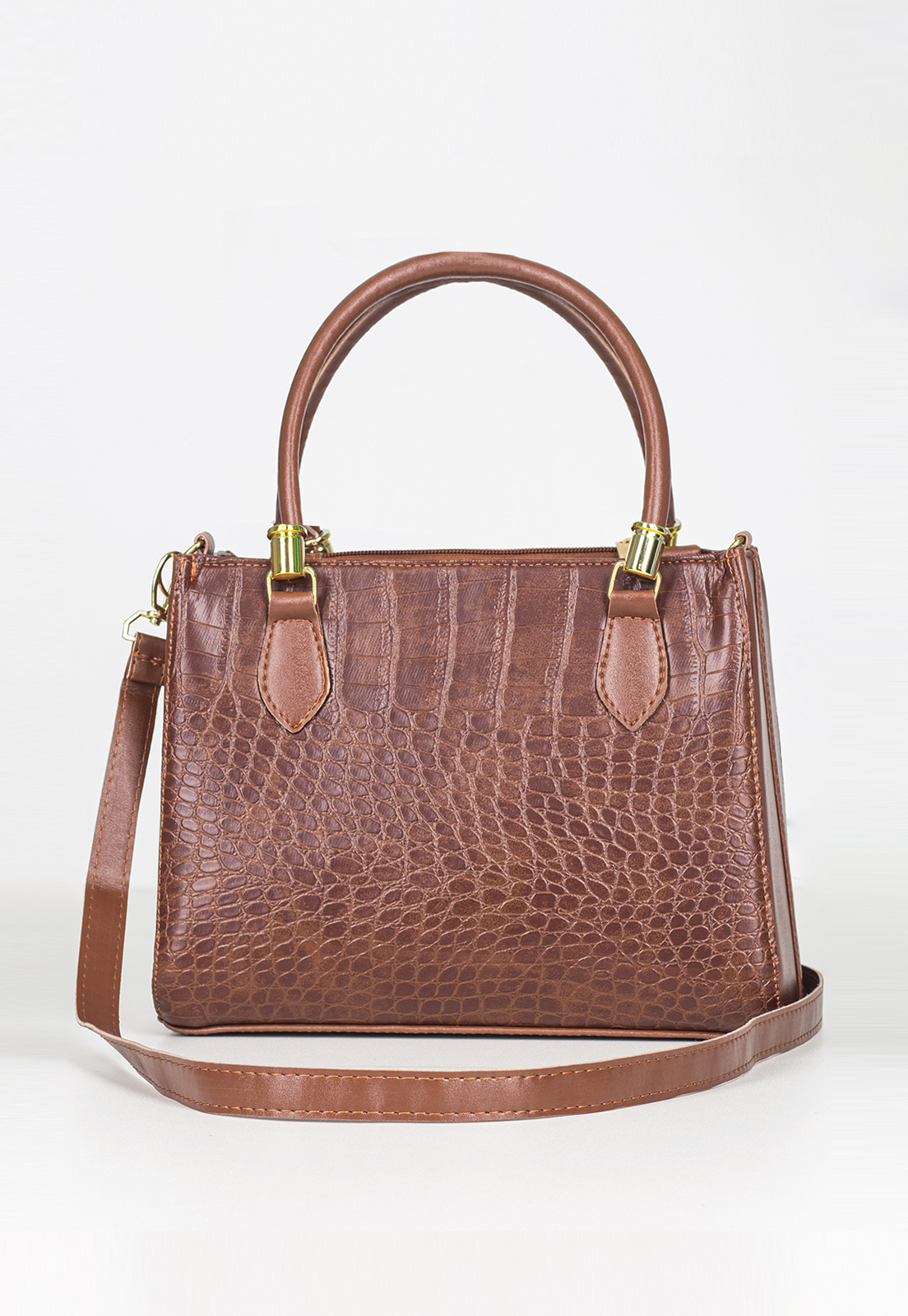 Bolsa Feminina Croco M Dia Lorena Al A Transversal Marrom