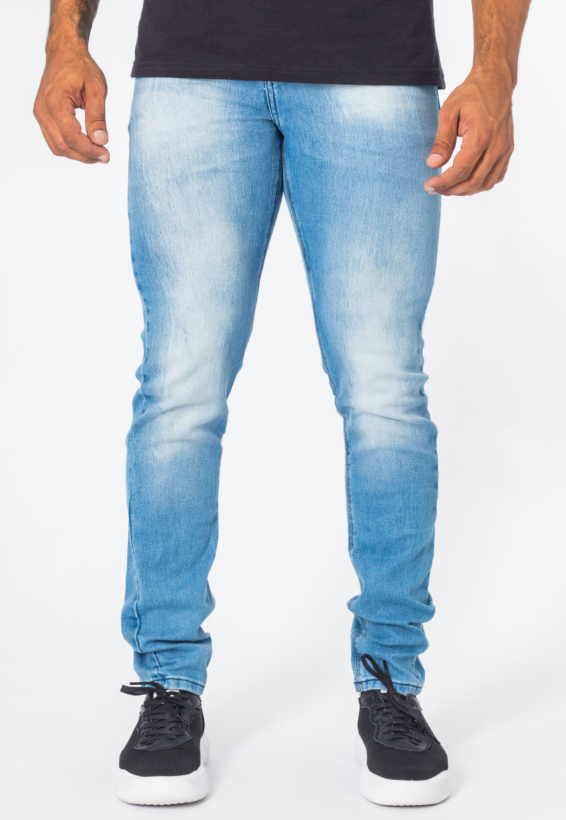 Calça Jeans Masculina Slim Lycra Elastano - Azul Claro - Camisaria J SILVER