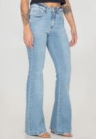 Calça Jeans Flare Feminina Cintura Alta Casual Premium