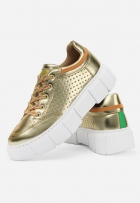 Tênis Sneaker Feminino Couro Casual Lia Dourado