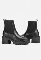 Bota Coturno Feminino Couro Salto Tratorada Preto