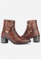 Bota Salto Alto Coturno Feminina Casual Couro Marrom