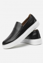 Tênis Slip On Iate Masculino Couro Casual Preto