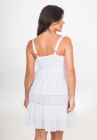 Vestido Indiano Curto Lese Branco Algodão De Alça Liso