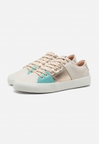 Tênis Feminino Casual Couro Sneaker Metalizado Off White