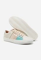 Tênis Feminino Casual Couro Sneaker Metalizado Off White