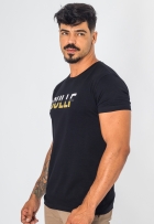 Camiseta Masculina Malha Penteada C/ Elastano Estampa De Gel