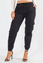 Calça Cargo Jogger Viscolinho Feminina Cós Elástico Cordão