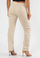 Calça Viscolinho Feminina Com Bolso Cós Elástico Casual Lisa