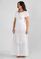 Vestido Longo Indiano Lese Ciganinha Cordão Branco Lastex