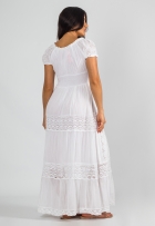 Vestido Longo Indiano Lese Ciganinha Cordão Branco Lastex