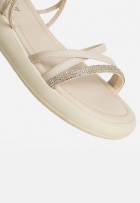 Papete Feminina Flat Tiras Com Strass Napa Off White