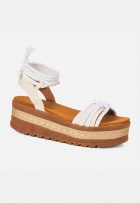 Sandália Plataforma Feminina Com Cordão Caramelo/Off White