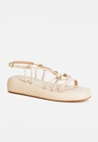 Papete Feminina Flat Com Spikes Pirâmide Napa Off White