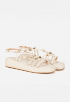 Papete Feminina Flat Com Spikes Pirâmide Napa Off White