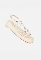 Papete Feminina Flat Com Spikes Pirâmide Napa Off White