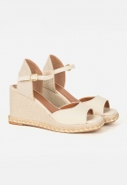 Sandália Anabela Feminina Espadrille Salto Básico Off White