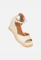 Sandália Anabela Feminina Espadrille Salto Básico Off White