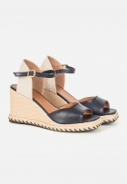 Sandália Anabela Feminina Espadrille Salto Básico Preto