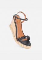 Sandália Anabela Espadrille Feminina Tira Trançada Preto