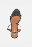 Sandália Anabela Espadrille Feminina Tira Trançada Preto